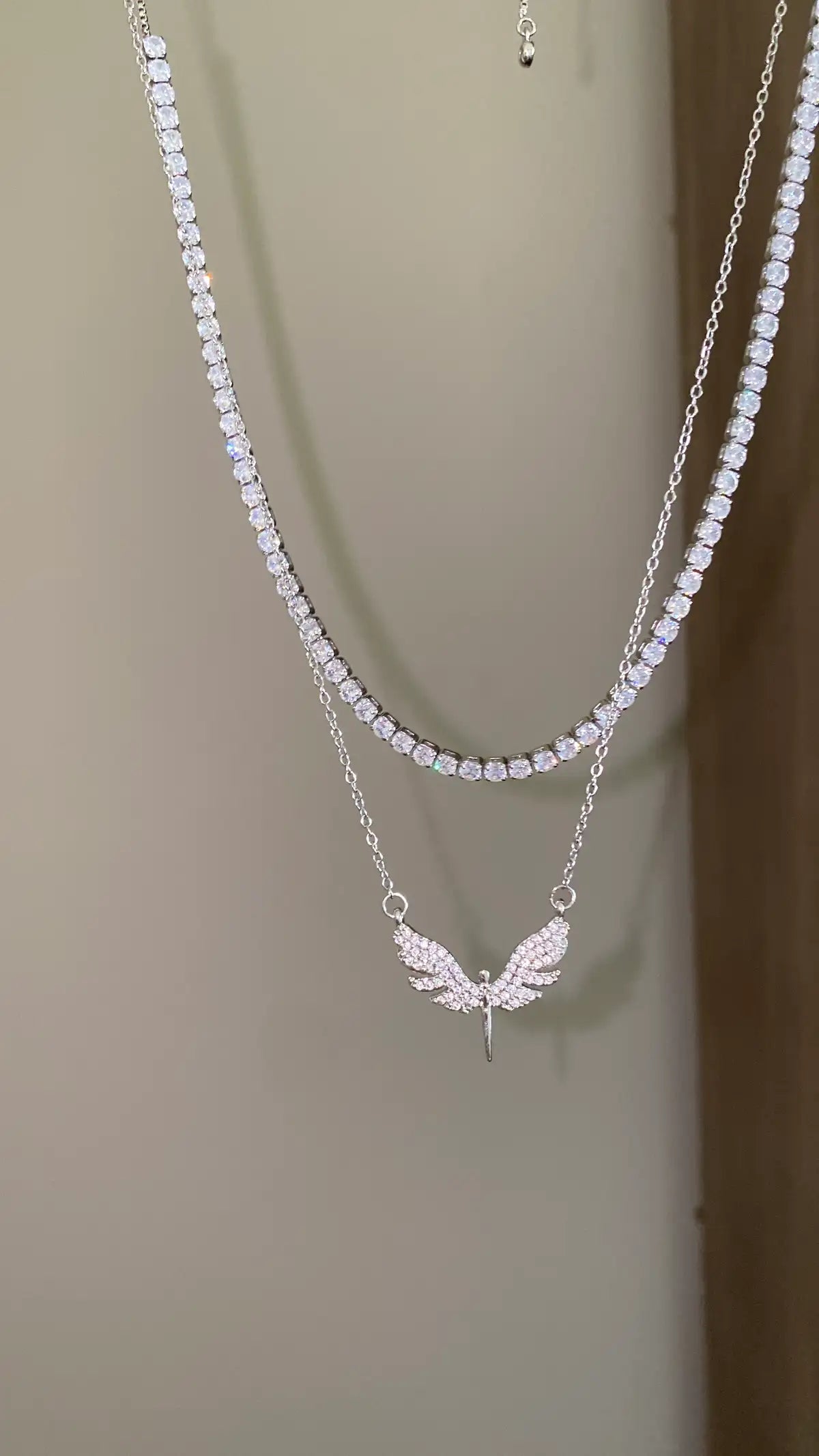 Tennis X angle necklace