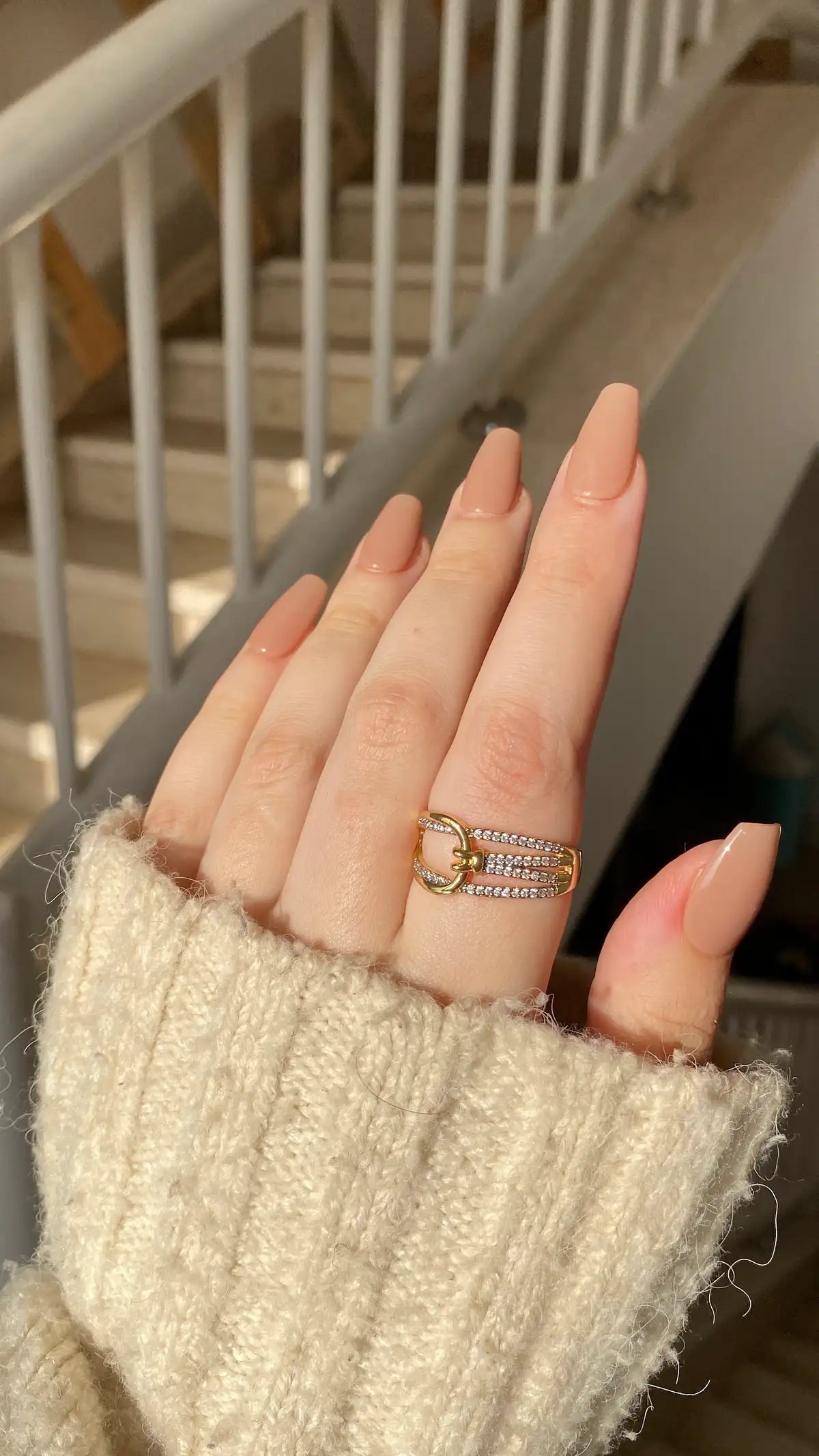 Gold in silver ring