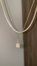 Gold tennis necklace