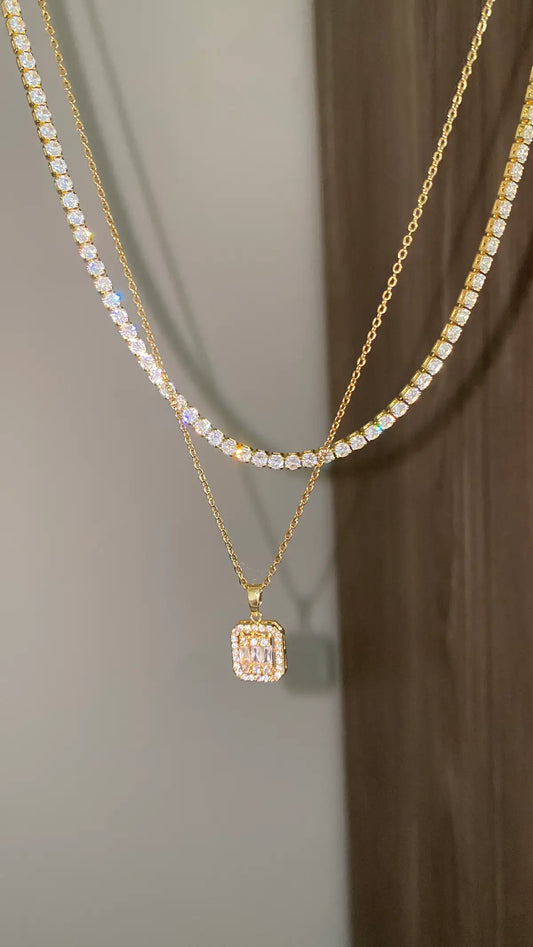 Gold tennis necklace