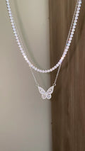 Tennis X butterfly necklace