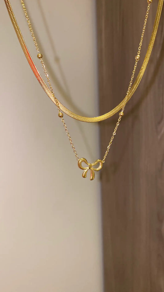 2 layer bow necklace