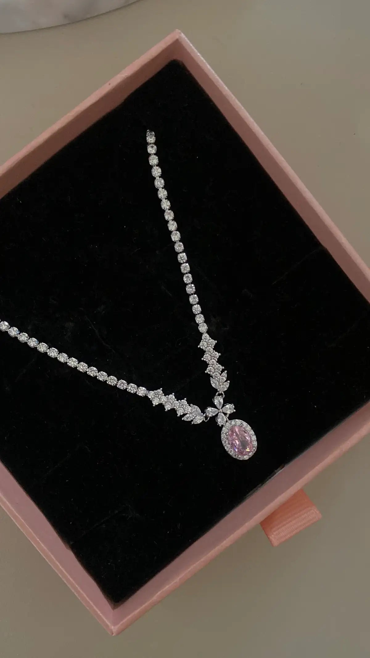 Pink stone necklace