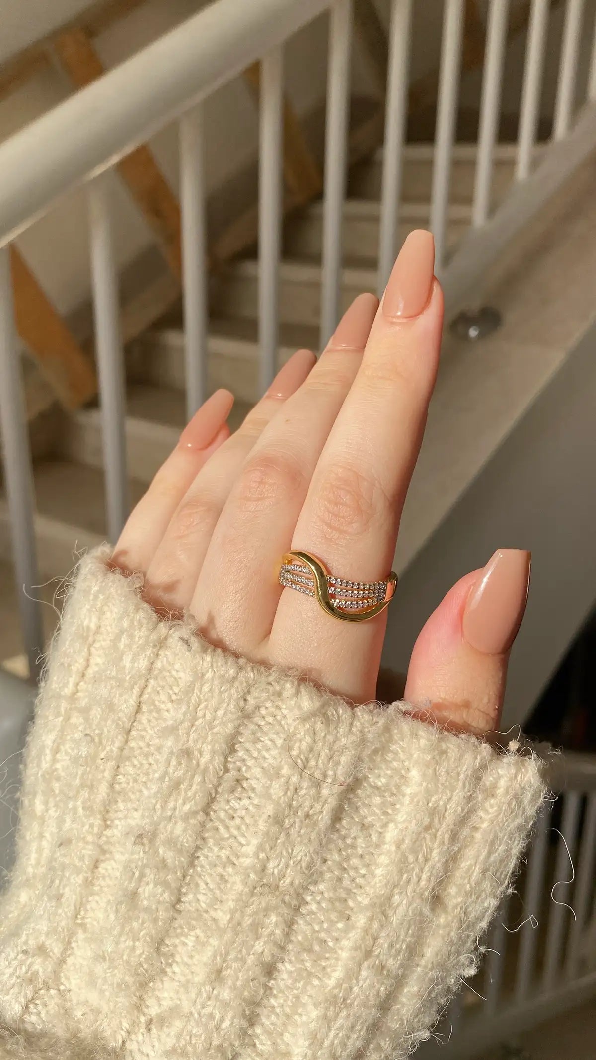 Gold in silver ring