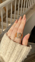 Gold in silver ring
