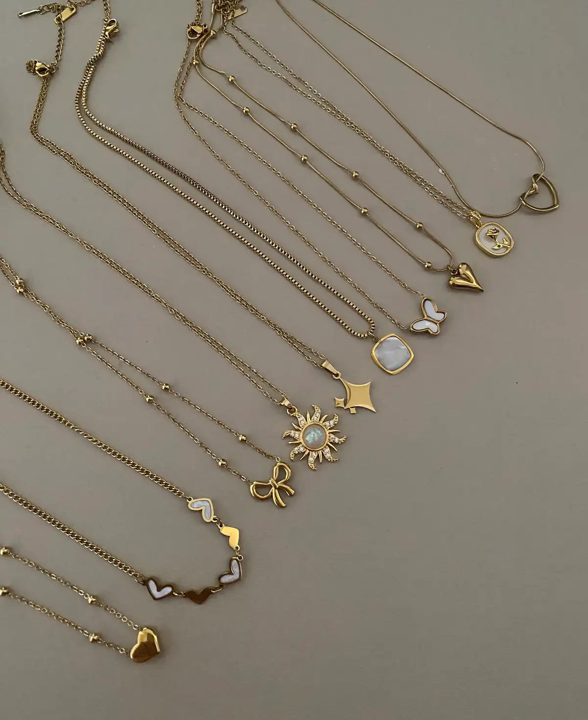 Hearts and sun necklaces